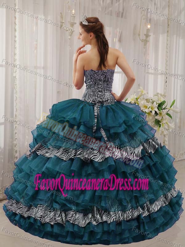 Top Sale Tiered Organza Multi-color Sweet Sixteen Dresses with Zebra Print