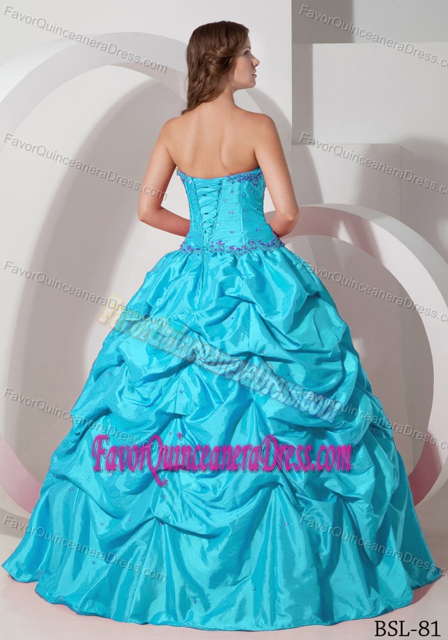 Hot Pink Strapless Floor-length Pick-ups Quinceanera Gown Dresses in Taffeta