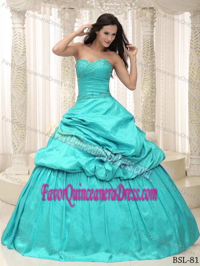Appliqued Lace Up Taffeta for Quinceanera Gown Dresses with Sweetheart