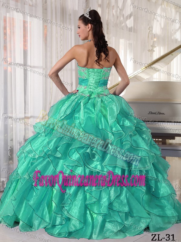 Strapless Ball Gown Organza Quinceanera Gown Dresses with Appliques