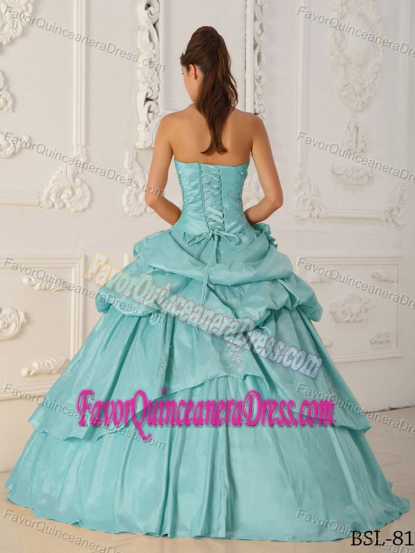 Princess Strapless Taffeta Quinceanera Dress with Pick Ups and Beading on Sale
