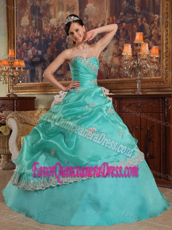 Popular Elegant Sweetheart Organza Quinceanera Dresses with Appliques