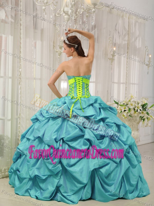Beaded Sweetheart Best Quinceanera Dress with Pick Ups Made in Taffeta