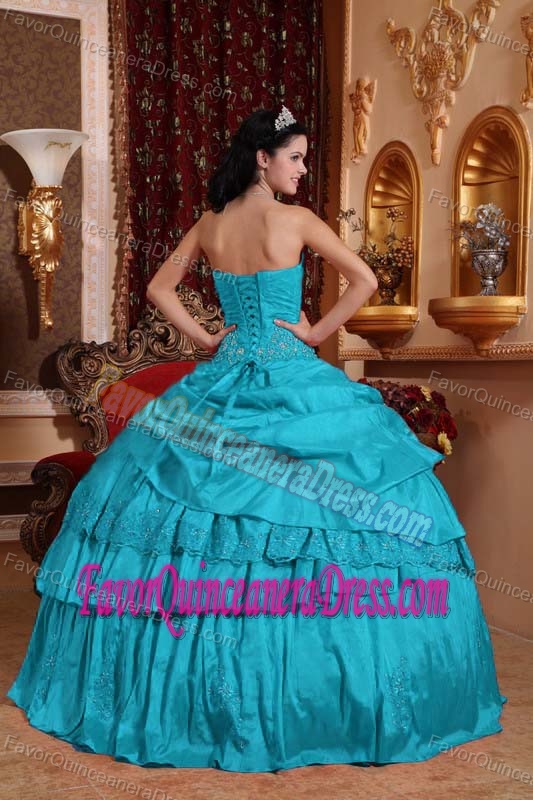 Special Appliqued Strapless Quinceanera Dress with Beading Made in Taffeta