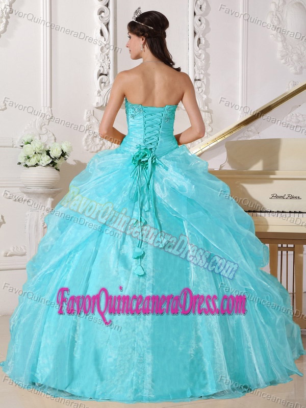 Strapless Embroidery Beaded Quinceanera Dress Made in Organza Fabric
