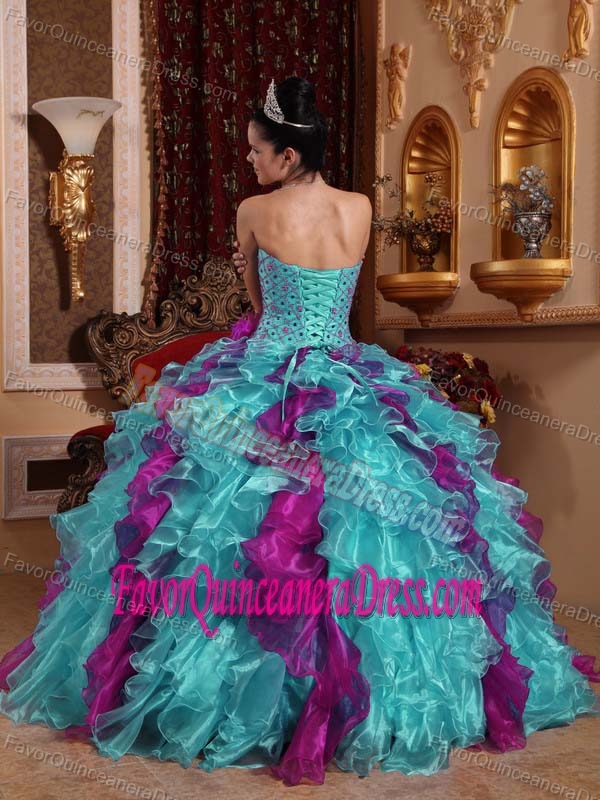 Exclusive Sweetheart Beaded Organza Quinceanera Dresses with Ruffles