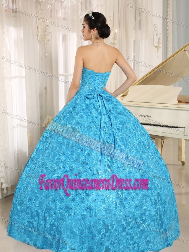 Sequined Tulle Sweetheart Quinceanera Dresses with Embroidery in Teal