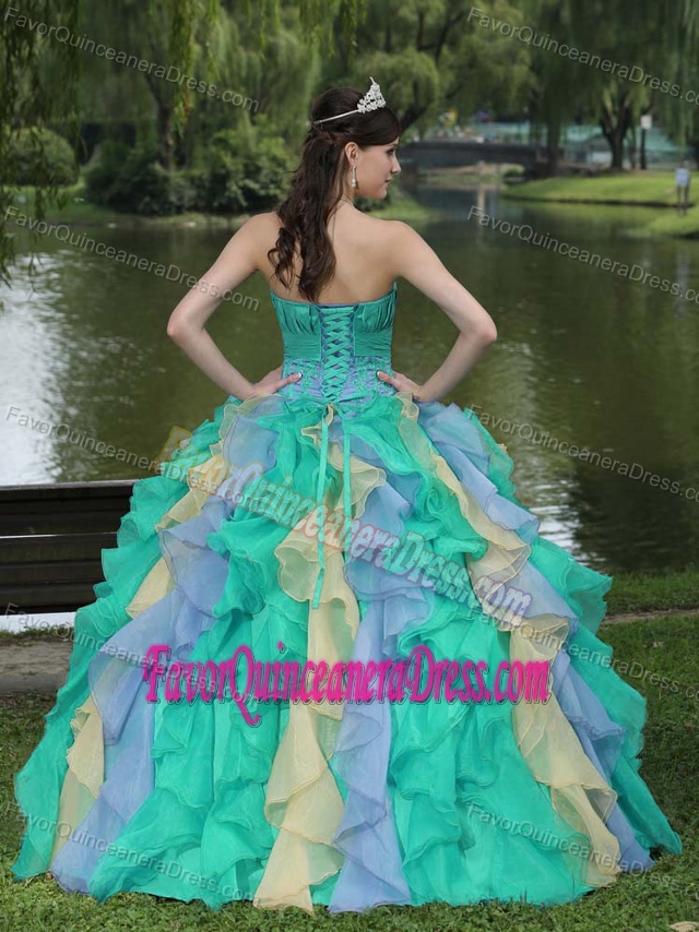 Lovely Ruffled Appliqued Colorful Quinceanera Gown Dresses Factory
