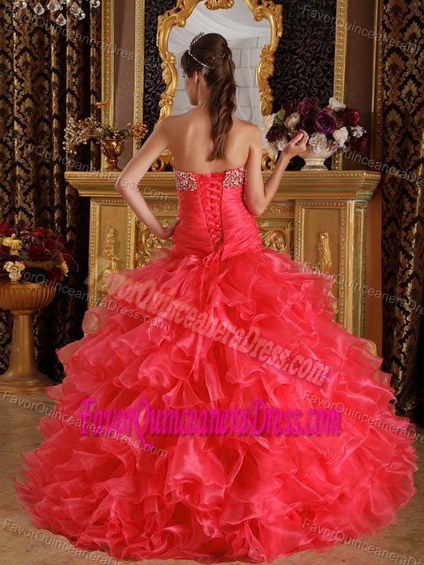Exclusive Sweetheart Floor-length Beaded Quinceanera Dress with Ruffled Layers