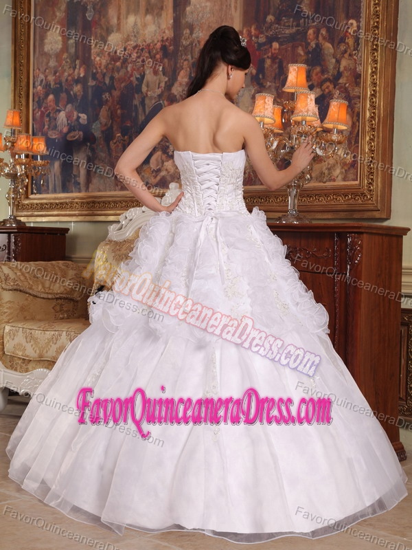 Perfect Appliqued White Organza Floor-length Quinceanera Dress in Fashion