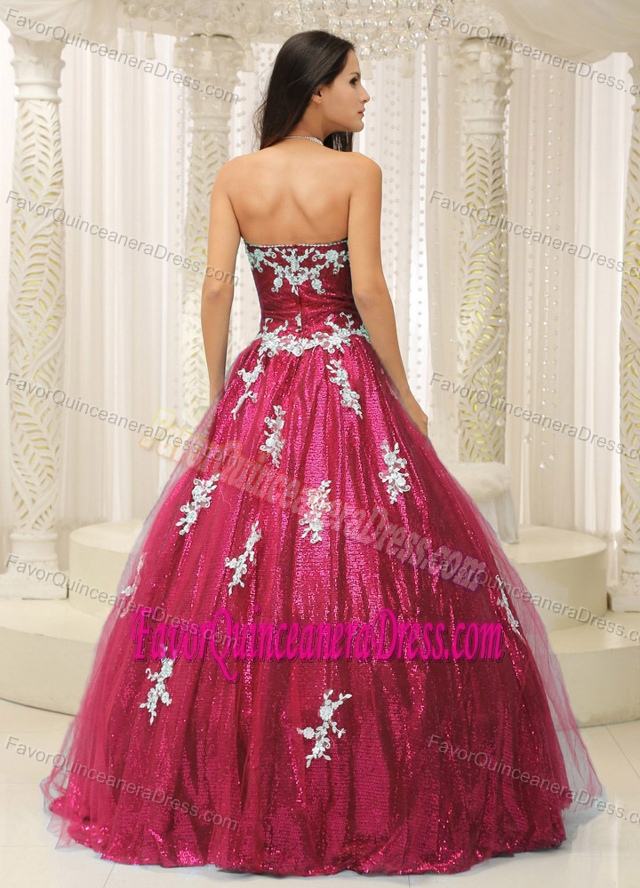 Essential Sequin Strapless Bead Appliques Wine Red Dresses for Quinceanera