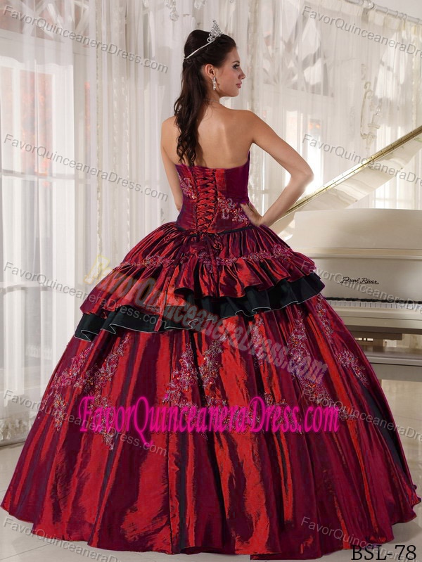 Beading Strapless Ruffled Wine Red Long Most Recent Dress for Quinceaneras