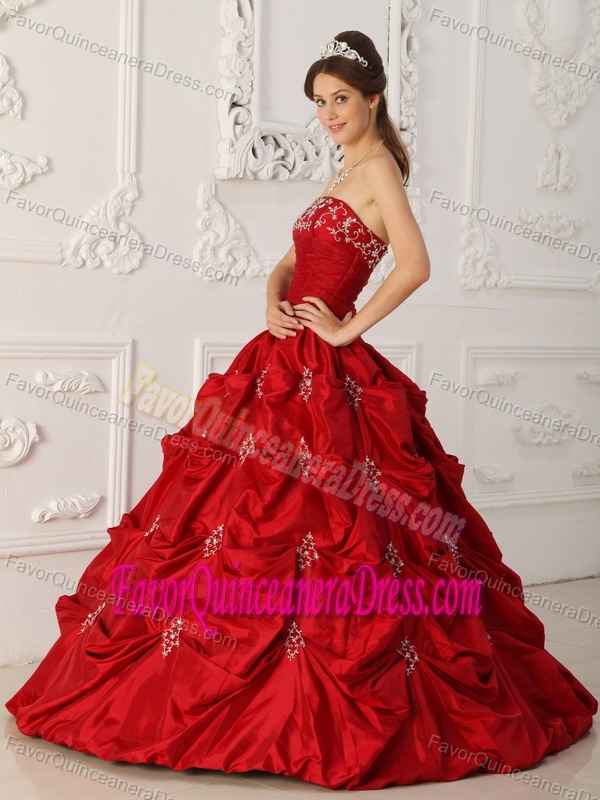 Strapless Appliques Beading Wine Red Righteous Dresses for Quinceaneras