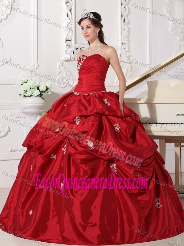 Lace Up Sweetheart Appliques Up-to-date Wine Red Dresses for Quinceanera