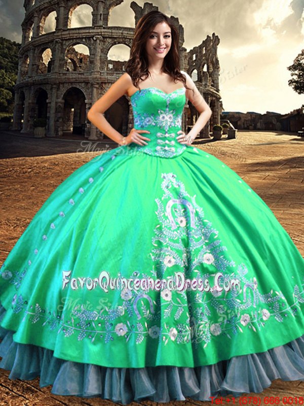  Off the Shoulder Turquoise Sleeveless Satin Lace Up Quinceanera Dress for Military Ball and Sweet 16 and Quinceanera