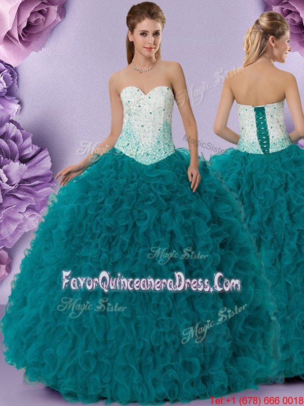 Dramatic Coral Red 15th Birthday Dress Military Ball and Sweet 16 and Quinceanera and For with Beading Sweetheart Sleeveless Lace Up