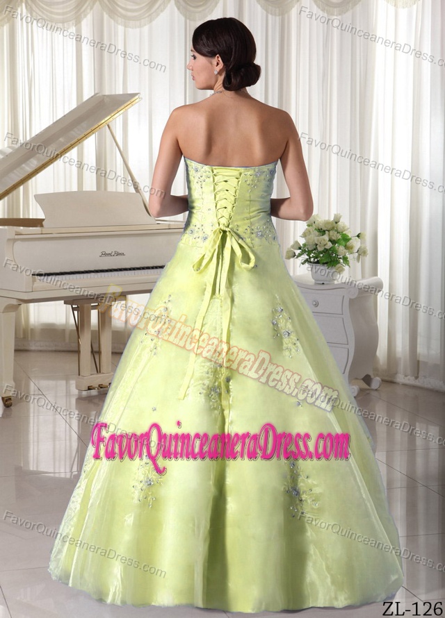 Plus Size Organza Taffeta Yellow Green Quinceanera Gown Dress under 200