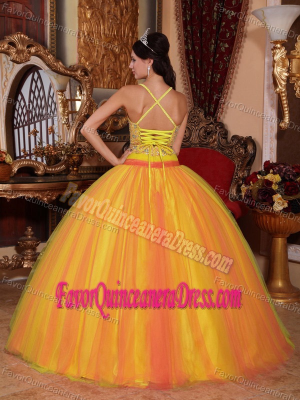 Exclusive Two-toned Ball Gown Tulle Quinceanera Dresses with Straps