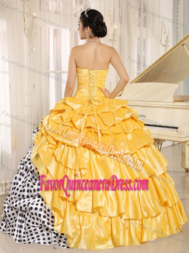 New Multi-color Pick-ups Taffeta Quinceanera Gown Dress with Polka Dots