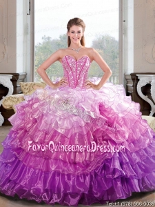 2015 Unique Beading and Ruffled Layers Dresses for Quince