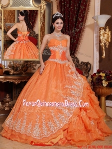 Gorgeous Orange Red Ball Gown Floor Length Quinceanera Dresses