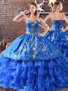Blue Sweet 16 Dresses Sweet 16 and Quinceanera with Embroidery Sleeveless