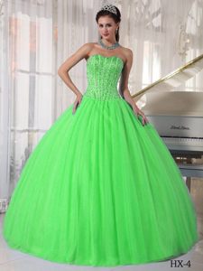 Clearance Beading Quinceanera Dress in Lime Green Sweetheart with Tulle