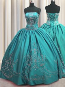 High Quality Court Train Floor Length Lace Up Quinceanera Gowns Grey and In for Military Ball and Sweet 16 and Quinceanera with Beading and Pick Ups