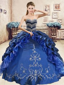 High Quality Red and Royal Blue Sleeveless Beading and Embroidery and