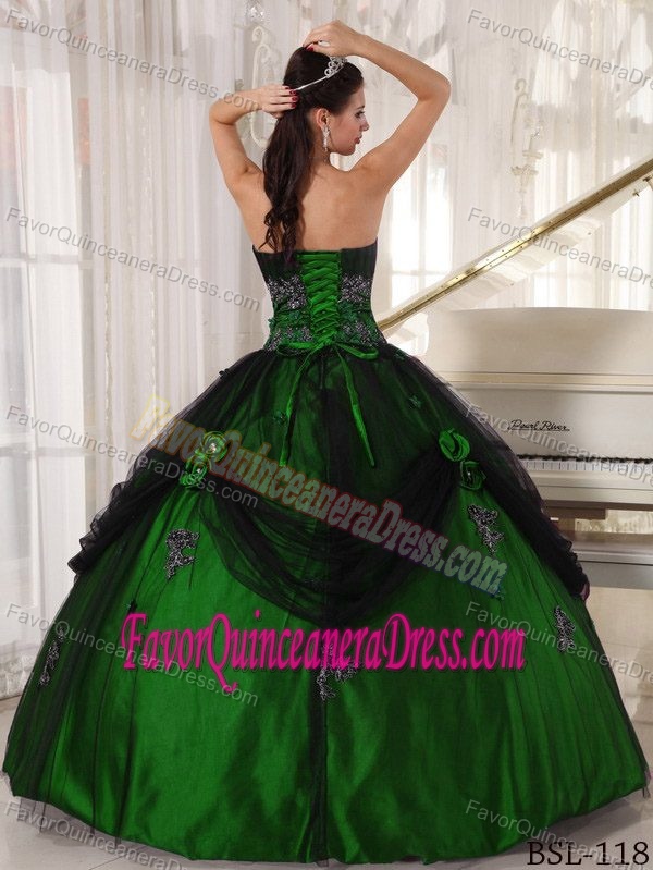 Romantic Strapless Floor-length Tulle and Taffeta Beaded Dresses for Quince