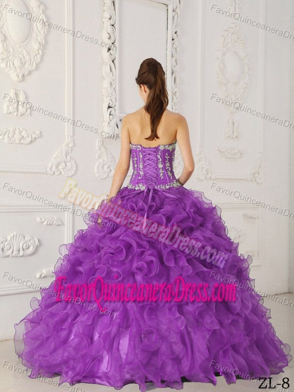 Lavender Sweetheart Appliqued Quinceanera Dress in Satin and Organza