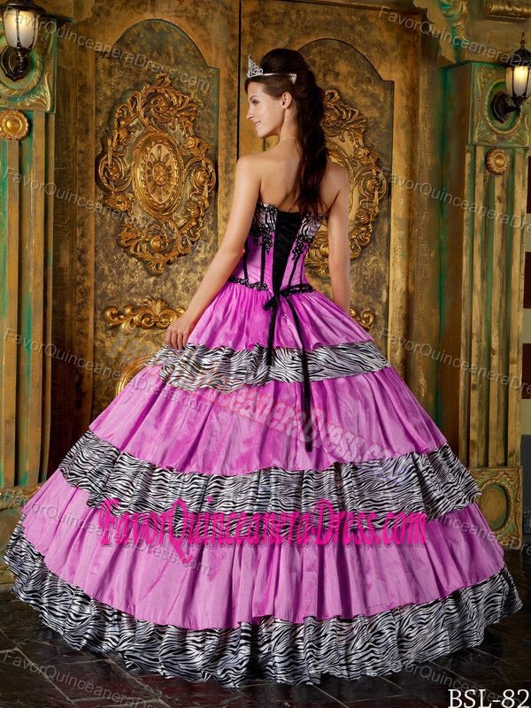 Luxurious Ball Gown Zebra Ruffled Dress for Quinceanera with Sweetheart