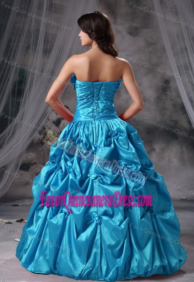Strapless Graceful Quinceaneras Dresses with Hand Made Flowers and Pickups