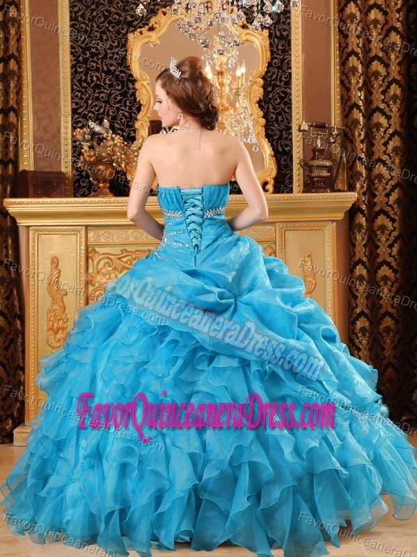 Organza Beading and Ruffles Decorated Dresses for Quince with Ruffles