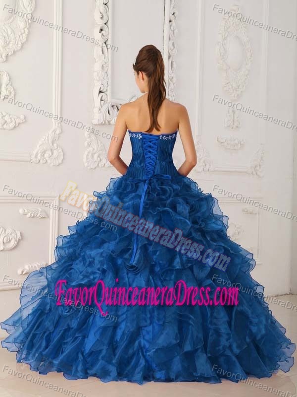 Brand New strapless Floor-length Blue Quinceaneras Gowns in Satin and Organza