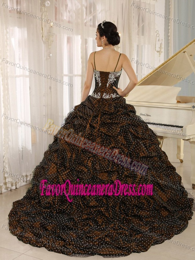Elegant Spaghetti Floor-length Special Fabric Quinceanera Dress with Pick-ups