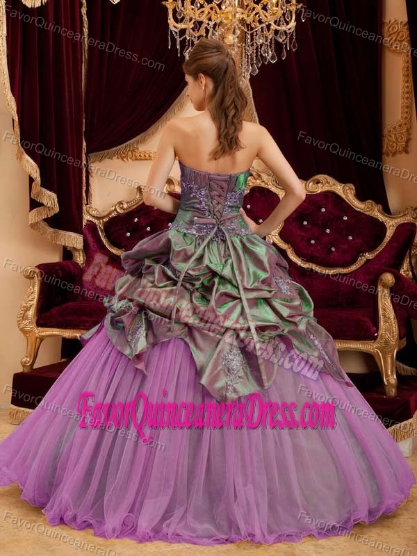 Strapless Taffeta and Tulle Charming Dress for Quinceanera in Rose Pink
