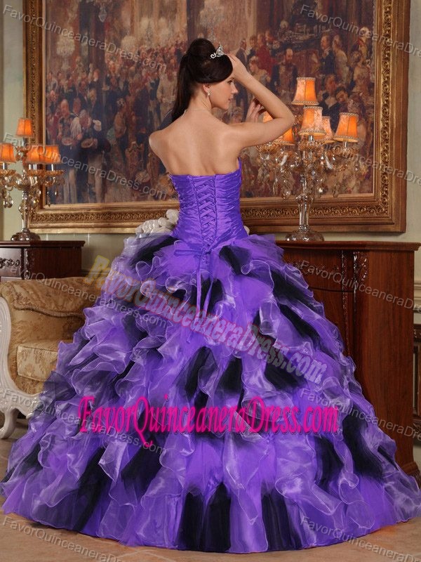 Multicolor Ball Gown Strapless Quinceanera Dresss with Ruffles and Ruching