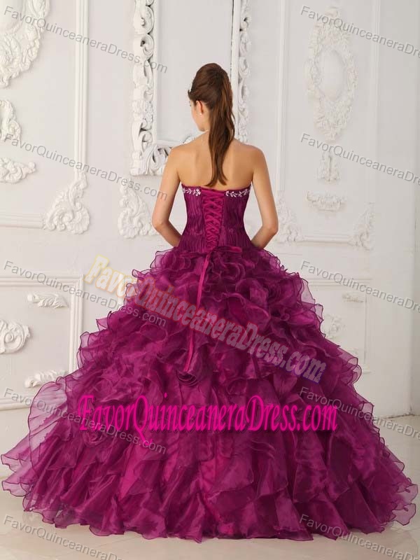 Strapless Satin and Organza Quinceanera Gown Dress with Embroidery