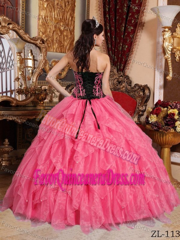Organza Ball Gown Sweet Sixteen Quinceanera Dresses with Embroidery