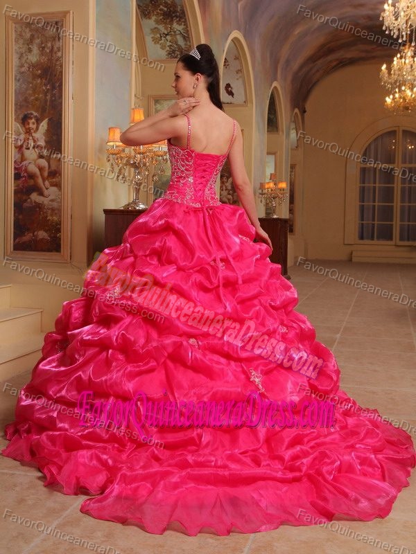 2013 New Style Organza Ruffled Quinceanera Gown Dresses with Court Train