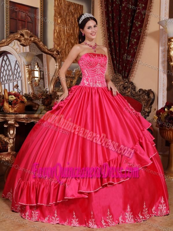 Strapless Dress for Quince to Floor Length Embellished with Embroidery on Sale