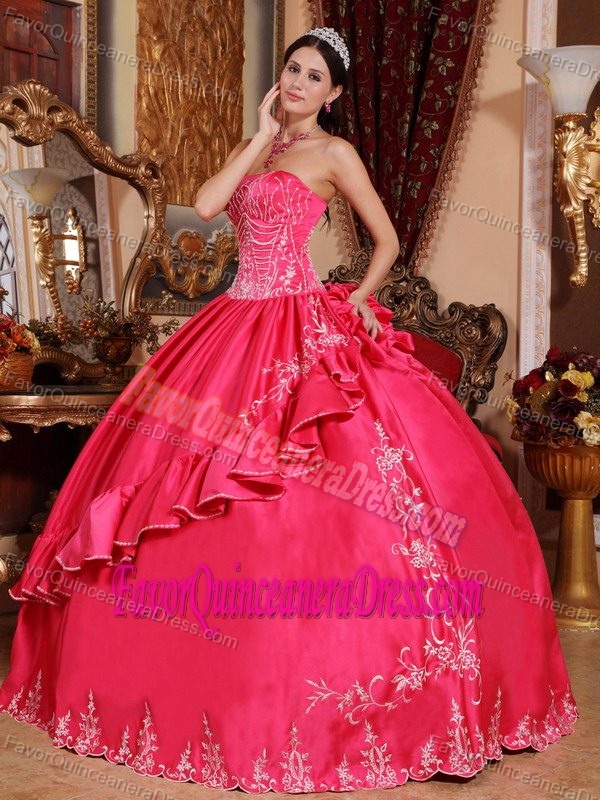 Strapless Dress for Quince to Floor Length Embellished with Embroidery on Sale