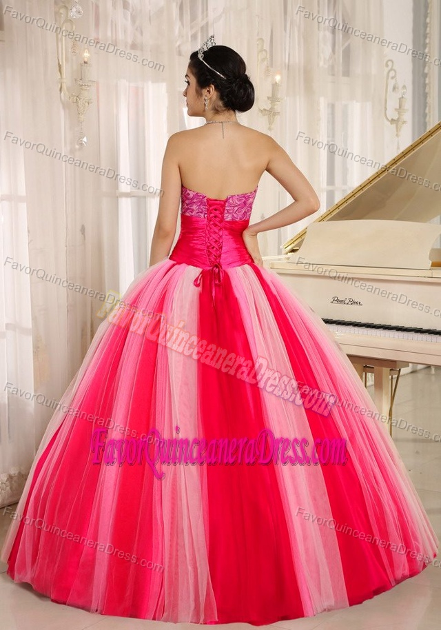 Multi-color 2013 New Arrival Strapless Tulle Quinceanera Dress with Lace-up