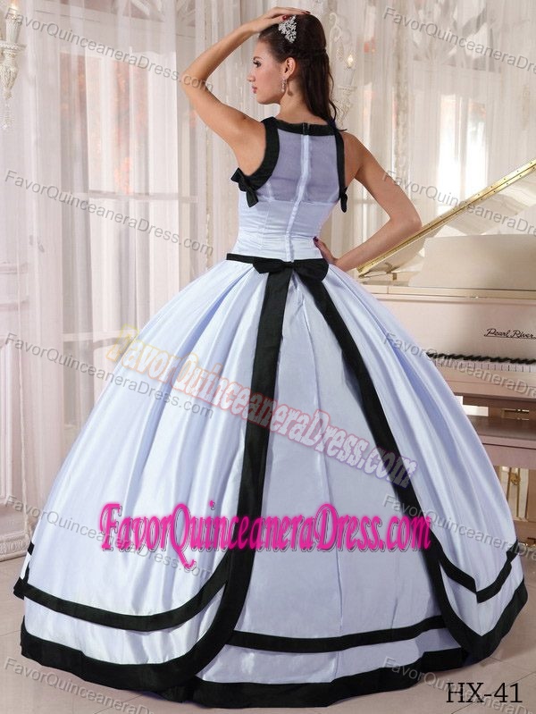 Brand New Bateau Lilac and Black Floor-length Quinceanera Dress in Satin