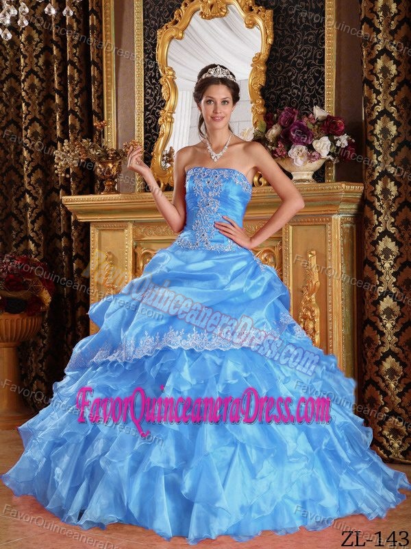 Exclusive Ball Gown Strapless Organza Quinceanera Dress with Appliques ...