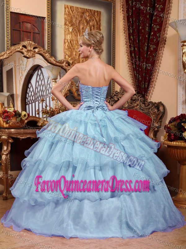 Graceful Strapless Quinceanera Dresses with Layers and Beads in Organza