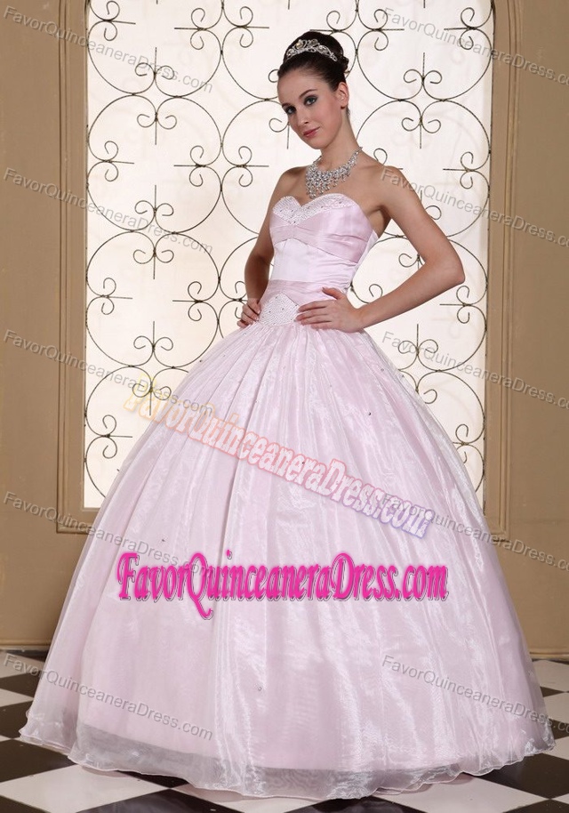 Beautiful Baby Pink Sweetheart Quinceanera Gowns in Special Fabric