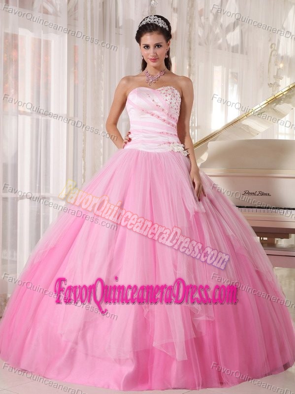 Pink Sweetheart Floor-length Pretty Dresses for Quinceanera in Tulle