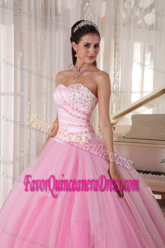 Pink Sweetheart Floor-length Pretty Dresses for Quinceanera in Tulle